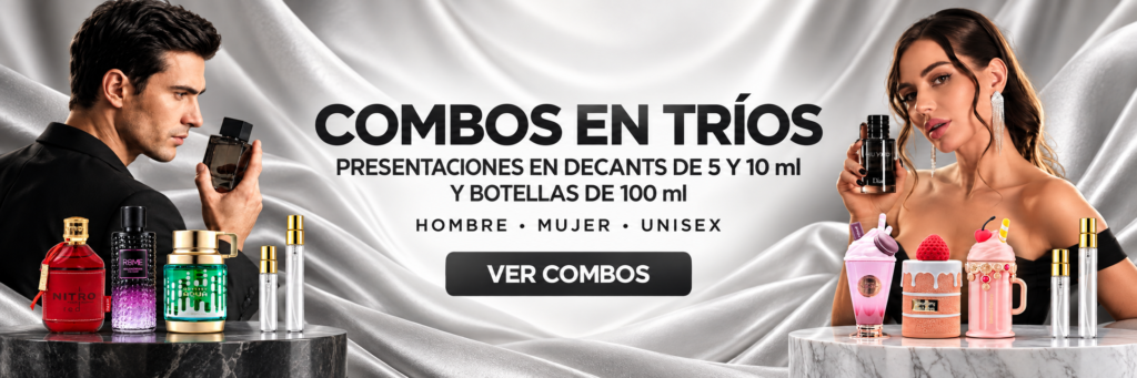 Combos de perfumes: decants de 5 y 10 ml y tríos de 100 ml